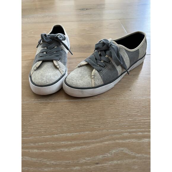 Sperry Pier View Gray Striped Wool Sneakers | Size 9 Women's - Picture 1 of 9